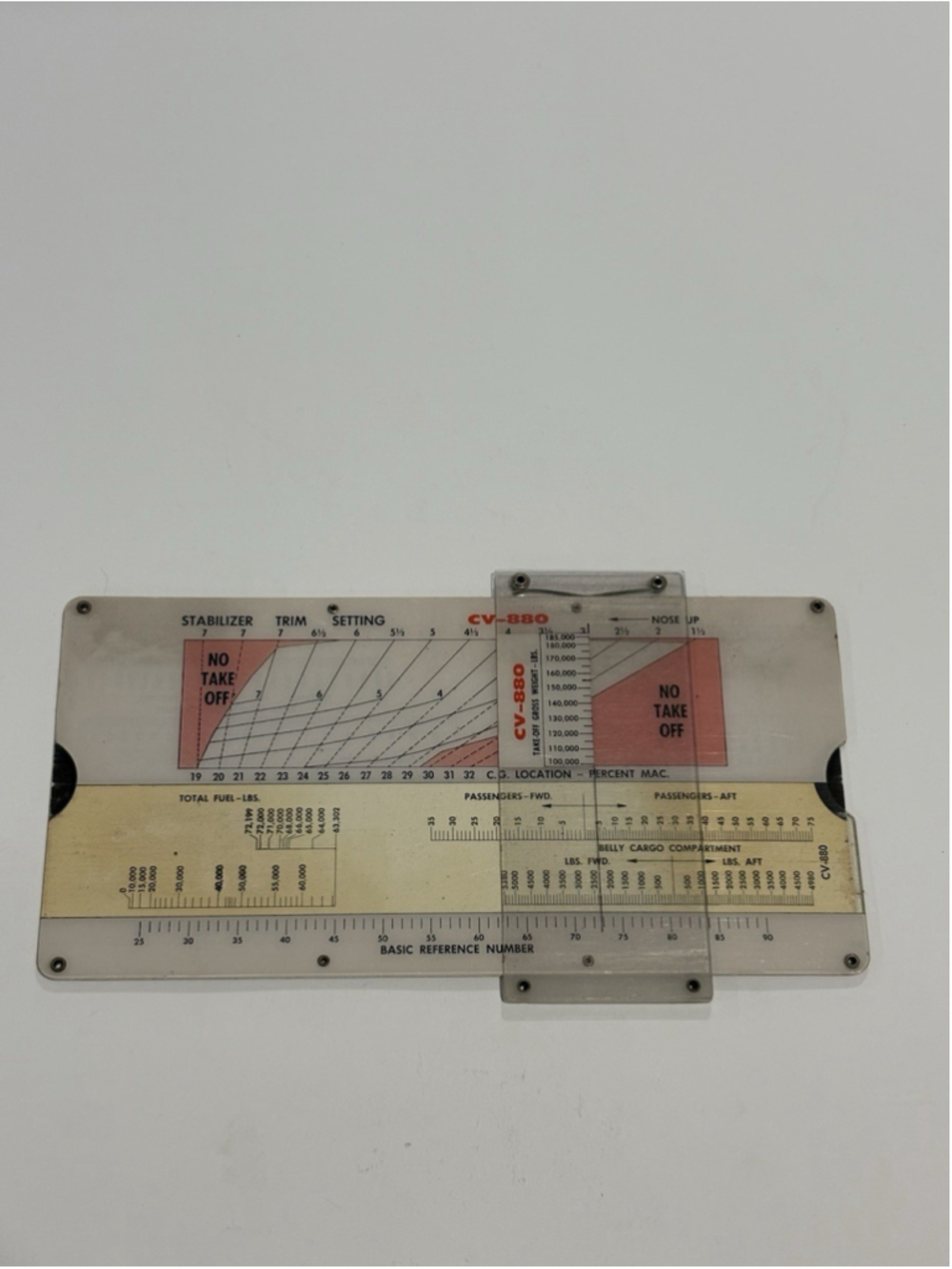 TWA Convair CV-880 Stabilizer Trim Setting Computer Slide Chart Perrygraf 1963